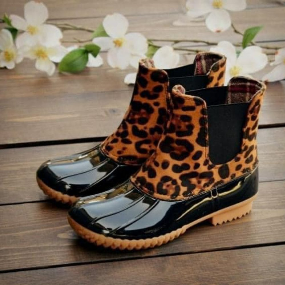 Leopard Print Duck Boots